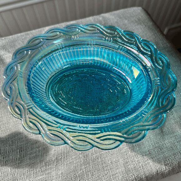 Vintage Mosser Glass Buffet Blue Carnival Hen on Nest Dish – USA Made - Picture 4 of 8